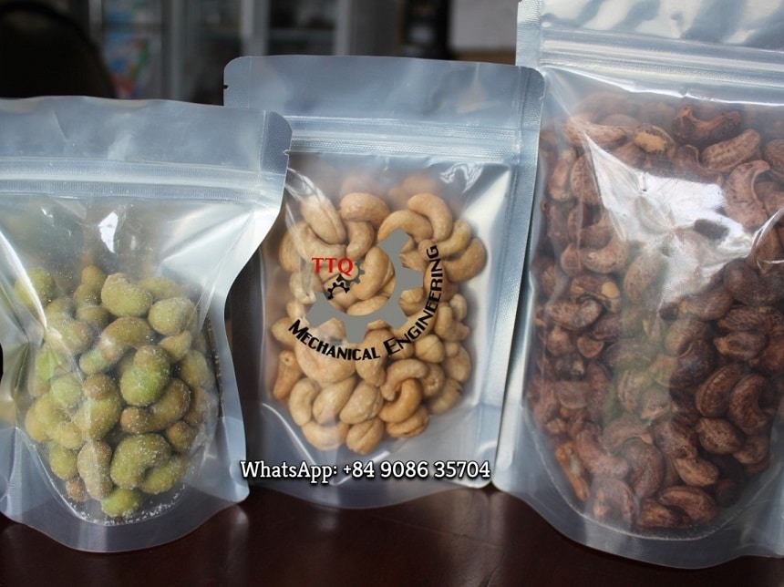 Stand-up pouches of cashew kernels — example of the retail packaging format